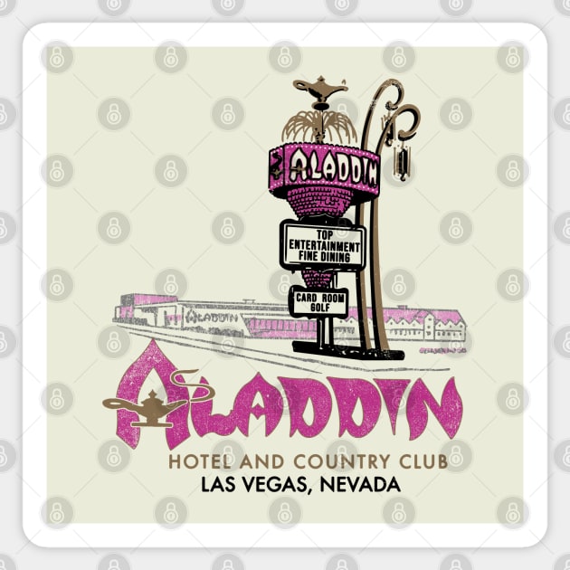 Retro Vintage Aladdin Hotel and Country Club Las Vegas Nevad Sticker by StudioPM71